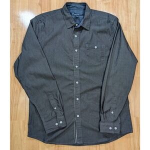 Desert Dunes Men's L Button Front Shirt Gray Long Sleeve Casual Stretch Blemish‎